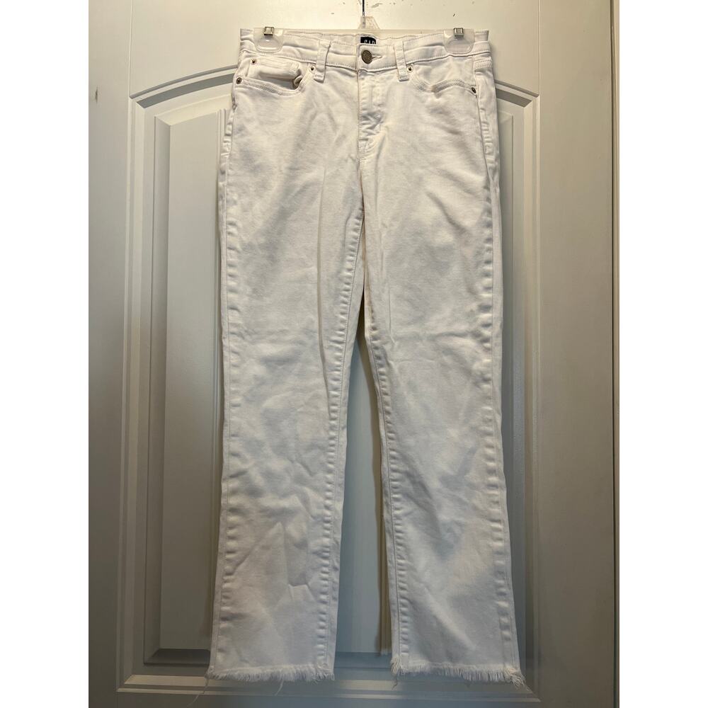 Gap Women’s Raw Hem Regular Straight Leg Denim Jeans Sz 27 White Stretch Comfort
